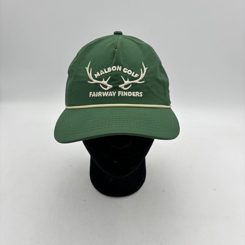 Malbon Golf Fairway Finders Rope Snapback Hat Mens Green Antler Embroidered Cap